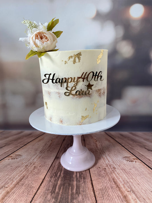 Semi-naked cake with flowers