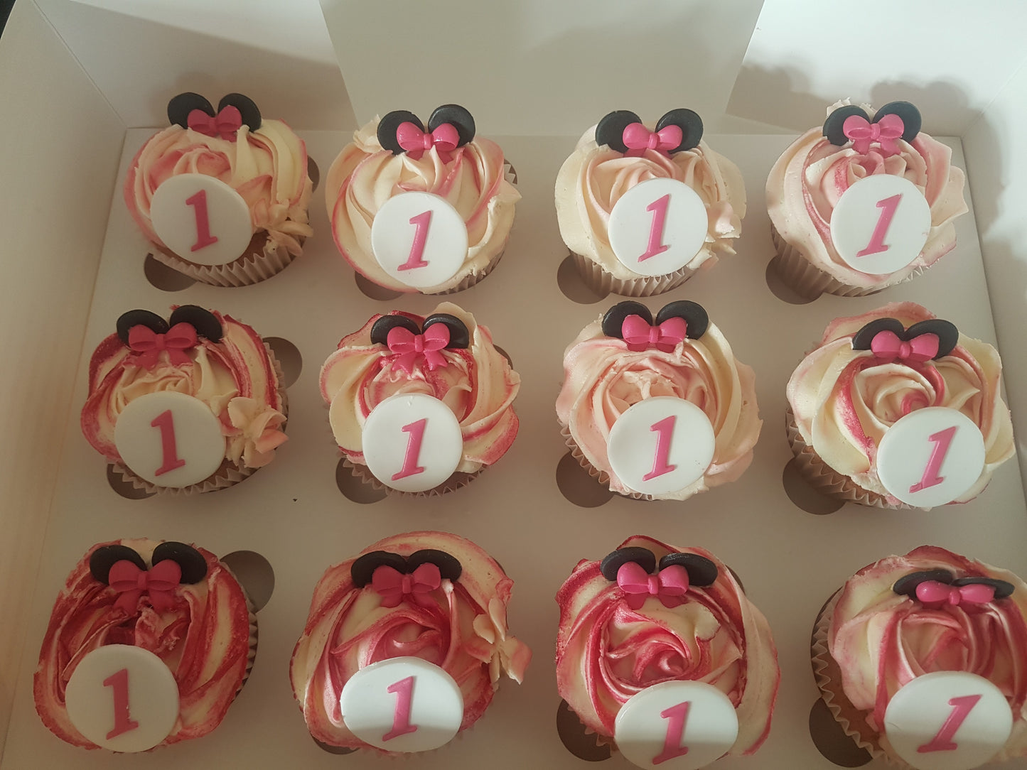 Mickey and Minnie Mouse themed cupcakes - box of 12