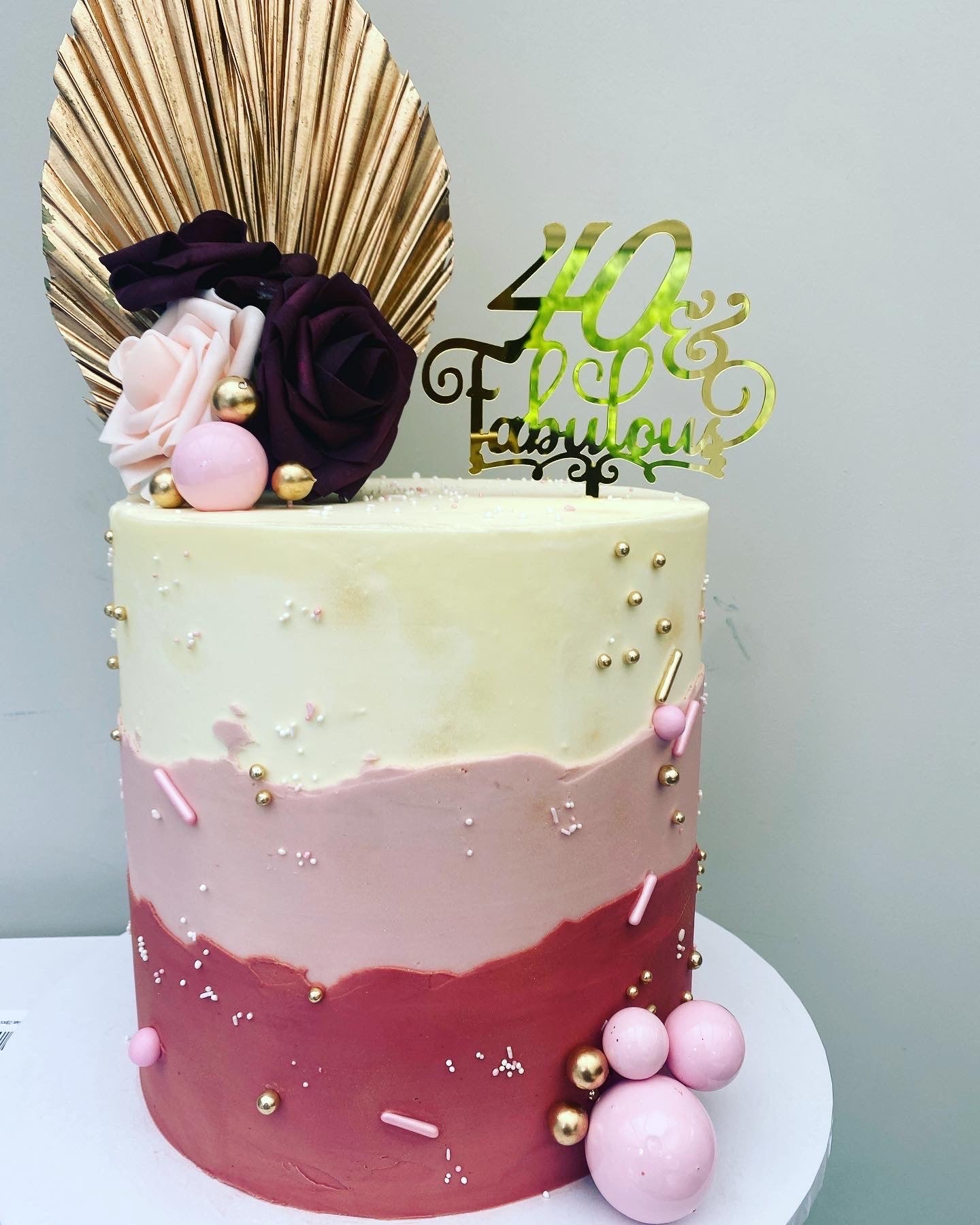 Pink and cream ombré cake