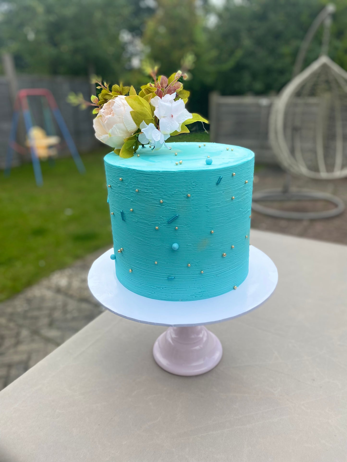 Sea of blue buttercream cake