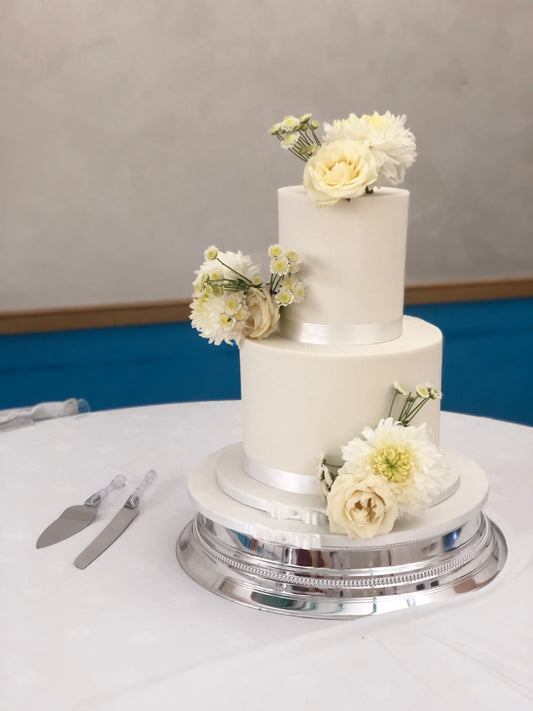 Two-tier fondant wedding cake