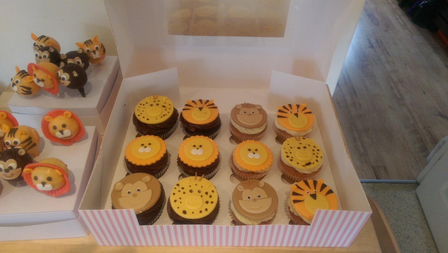 Safari themed cupcakes - box of 12