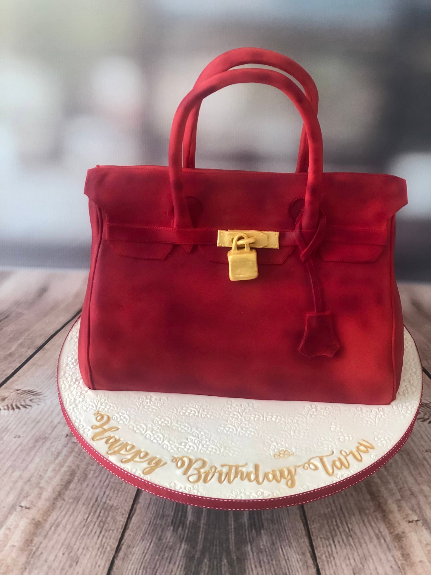 Red Hermes bag cake